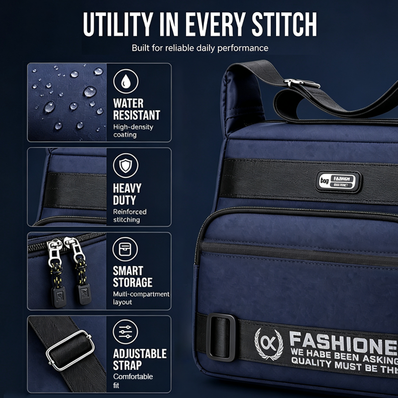 Bolso Mensajero para Hombre Resistente al Agua Multibolsillos - vista 3