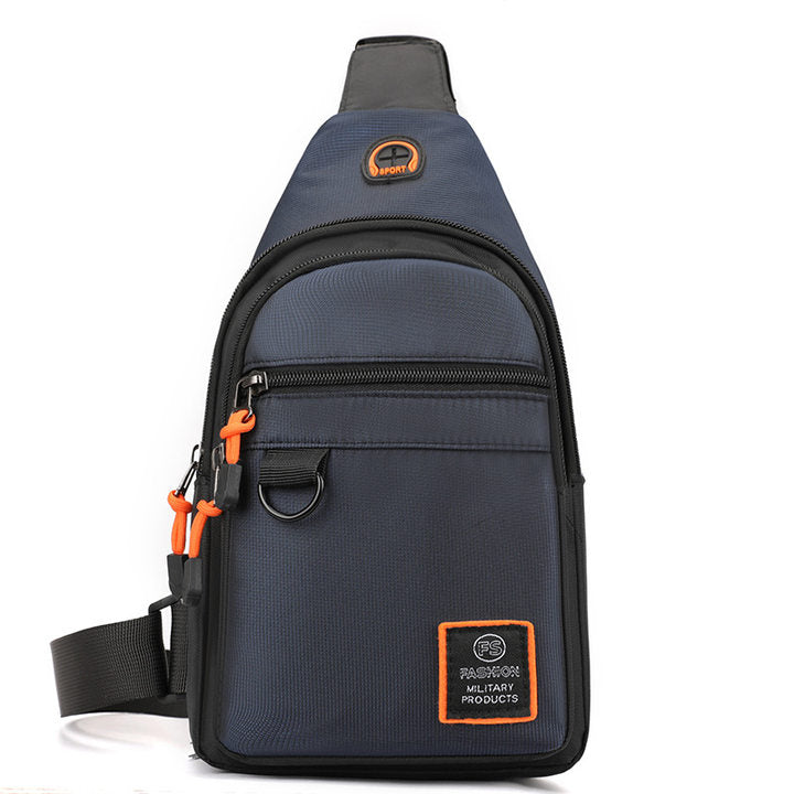 Bolso de Pecho para Hombre Impermeable con Salida para Audífonos en color azul