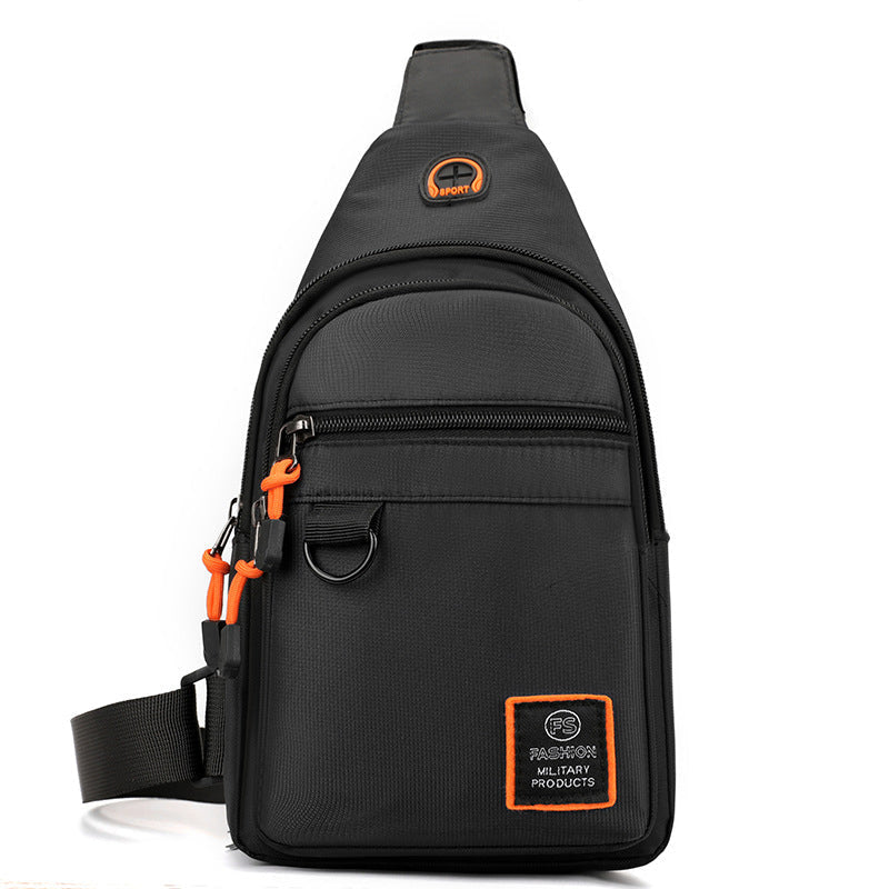 Bolso de Pecho para Hombre Impermeable con Salida para Audífonos en color negro