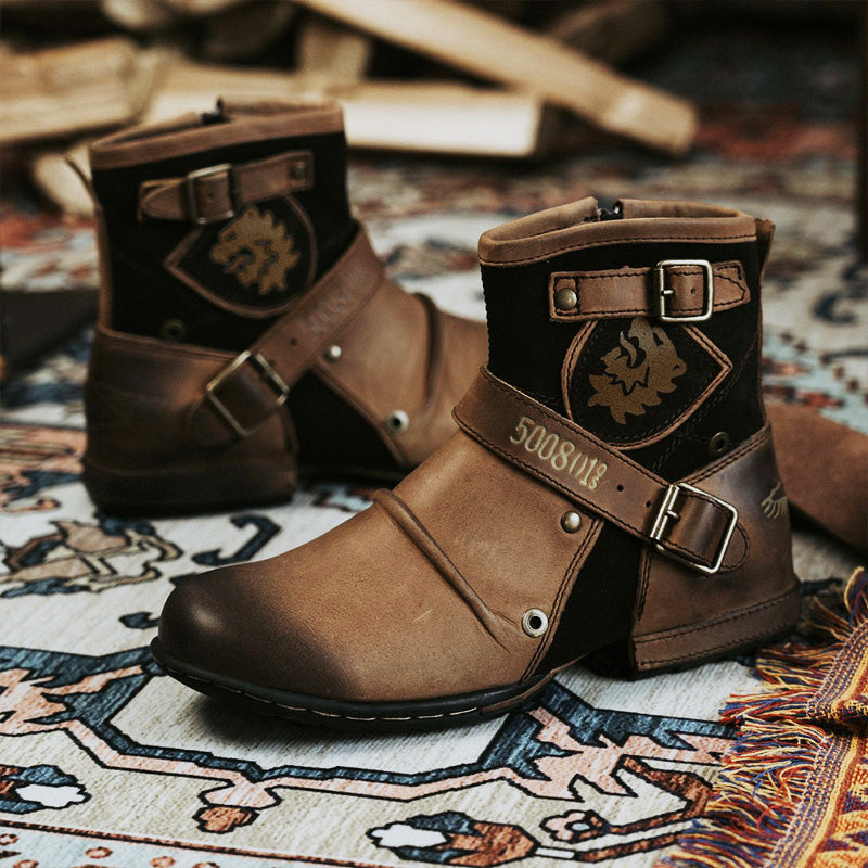 Botas Vaqueras de Piel para Hombre Estilo Western en color marrón claro