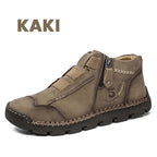 Botines Casuales de Piel para Hombre con Cierre en color caqui