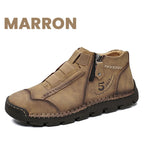 Botines Casuales de Piel para Hombre con Cierre en color marrón