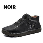 Botines Casuales de Piel para Hombre con Cierre en color negro