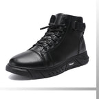 Botines de Piel Negros para Hombre con Cierre y Correa