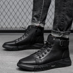 Botines de Piel Negros para Hombre con Cierre y Correa - vista 12