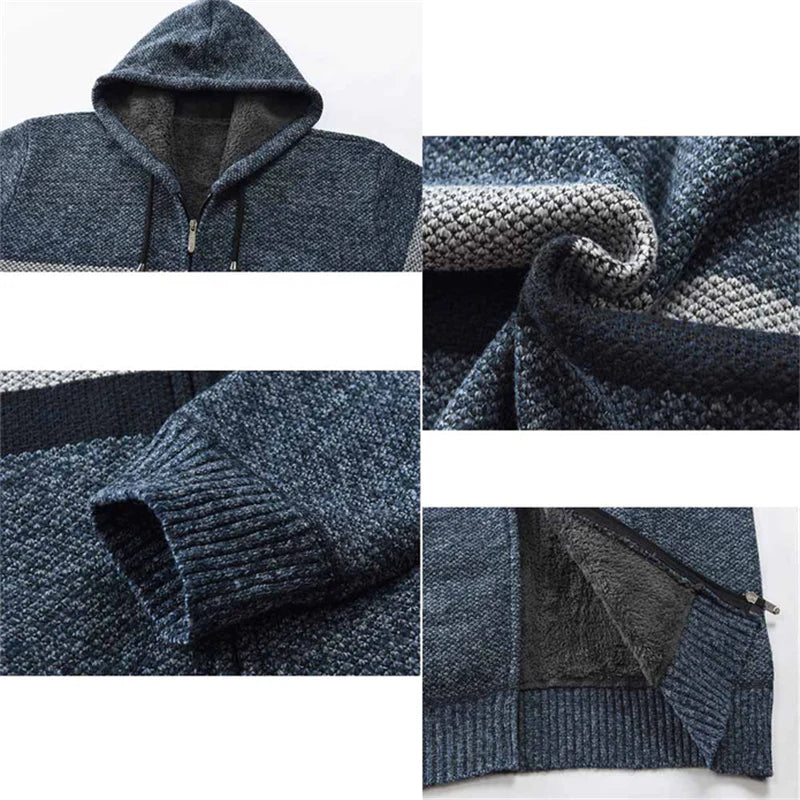 Chaqueta cálida de polar a rayas para hombre