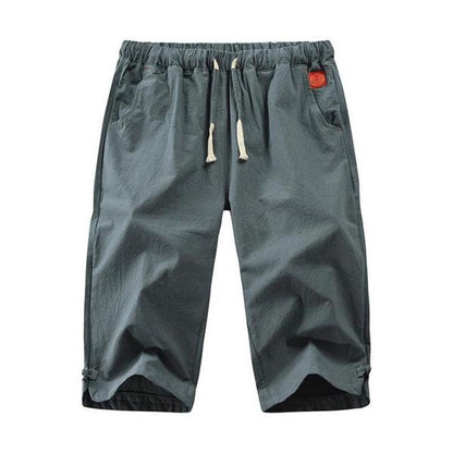 2023 Pantalón casual liso de algodón y lino para hombre