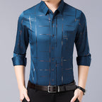Camisa Antiarrugas para Hombre Manga Larga Paquetes de 1 a 4 en color azul
