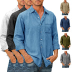 Camisa Casual Manga Larga para Hombre con Bolsillo en color azul marino