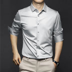 Camisa Clásica Antiarrugas para Hombre Manga Larga Hasta 6XL en color gris claro