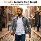 Camisa Lavada Manga Larga para Hombre con Bolsillo