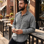 Camisa Lavada Manga Larga para Hombre con Bolsillo - vista 4