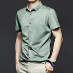 Camisa Manga Corta Antiarrugas para Hombre Hasta 6XL en color verde claro