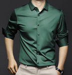 Camisa Manga Corta Antiarrugas para Hombre Hasta 6XL en color verde (manga larga)