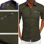 Camisa Manga Corta para Hombre con Detalle a Cuadros - vista 4