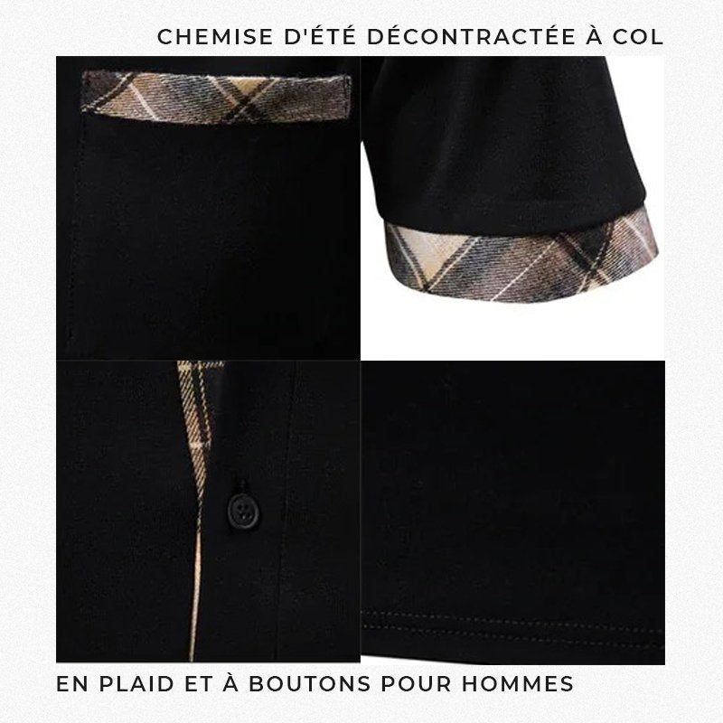 Camisa Manga Corta para Hombre con Detalle a Cuadros - vista 6