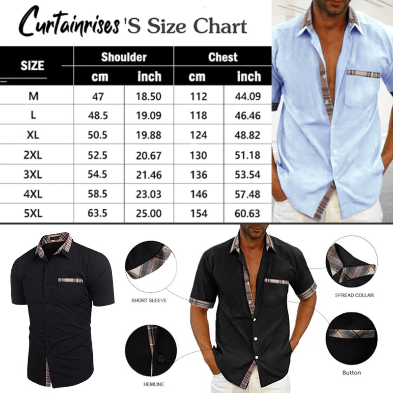 Camisa Manga Corta para Hombre con Detalle a Cuadros - vista 7