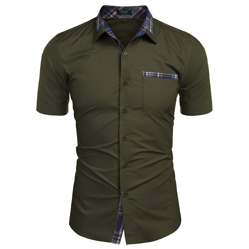 Camisa Manga Corta para Hombre con Detalle a Cuadros en color verde