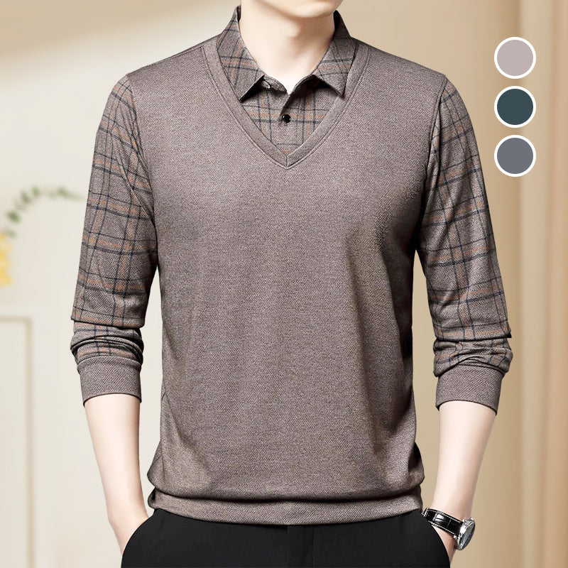 Camisa Manga Larga Efecto Dos Piezas para Hombre