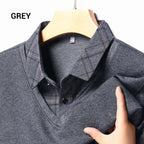 Camisa Manga Larga Efecto Dos Piezas para Hombre en color gris