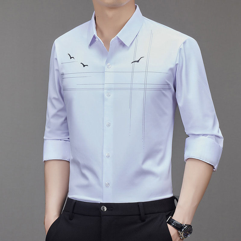 Camisa Manga Larga Elástica para Hombre Sin Plancha en color blanco