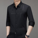 Camisa Manga Larga Elástica para Hombre Sin Plancha en color negro