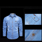 Camisa de Mezclilla Manga Larga para Hombre con Bolsillos - vista 5