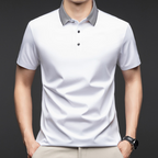 Camisa Polo Holgada de Algodón Mercerizado para Hombre en color blanco