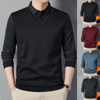 Camisa Polo Manga Larga Forrada para Hombre Efecto Dos Piezas
