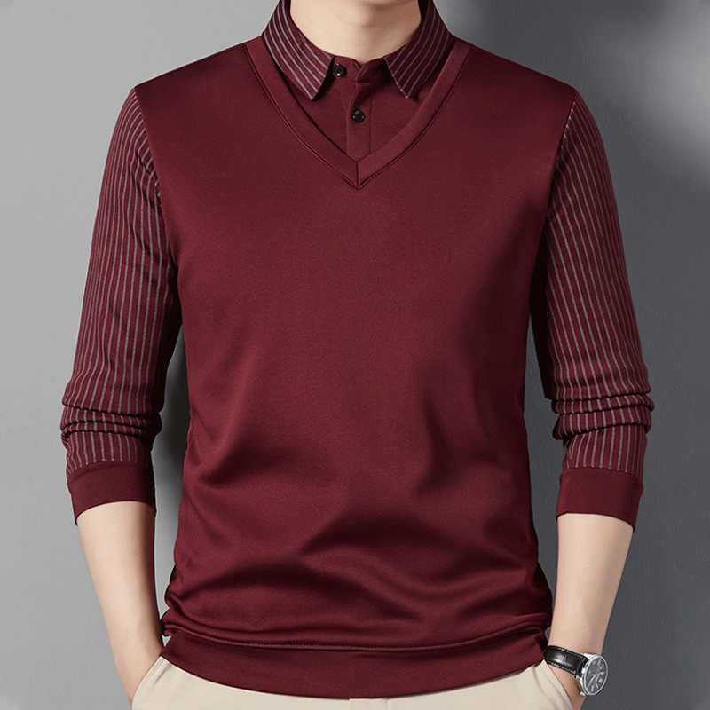 Camisa Polo Manga Larga Forrada para Hombre Efecto Dos Piezas - vista 2