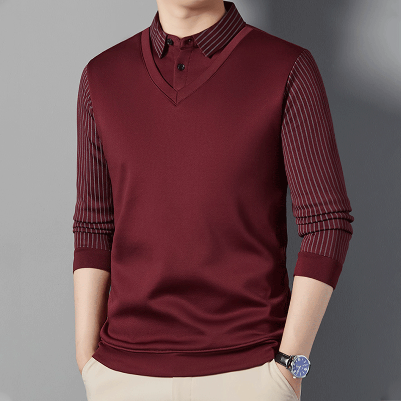 Camisa Polo Manga Larga Forrada para Hombre Efecto Dos Piezas - vista 3