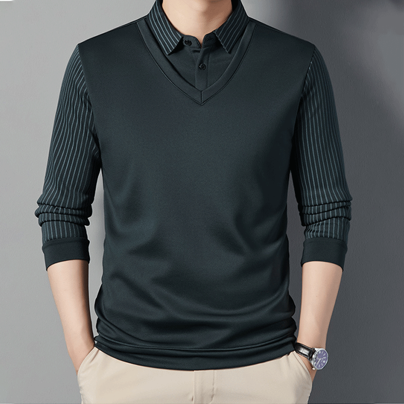 Camisa Polo Manga Larga Forrada para Hombre Efecto Dos Piezas - vista 4