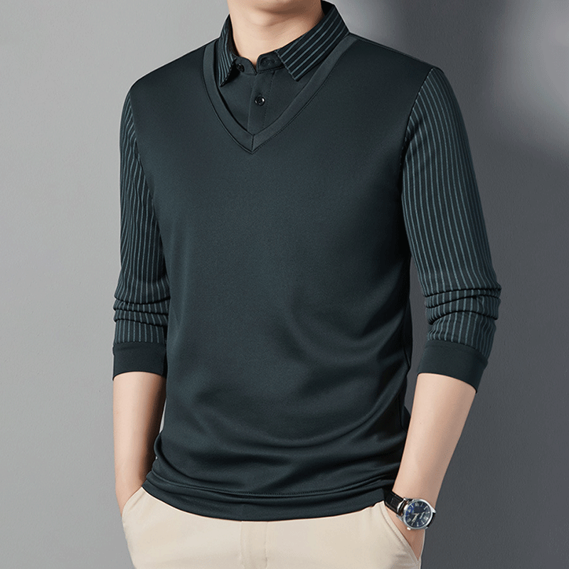 Camisa Polo Manga Larga Forrada para Hombre Efecto Dos Piezas - vista 5