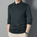 Camisa Polo Manga Larga Forrada para Hombre Efecto Dos Piezas - vista 5