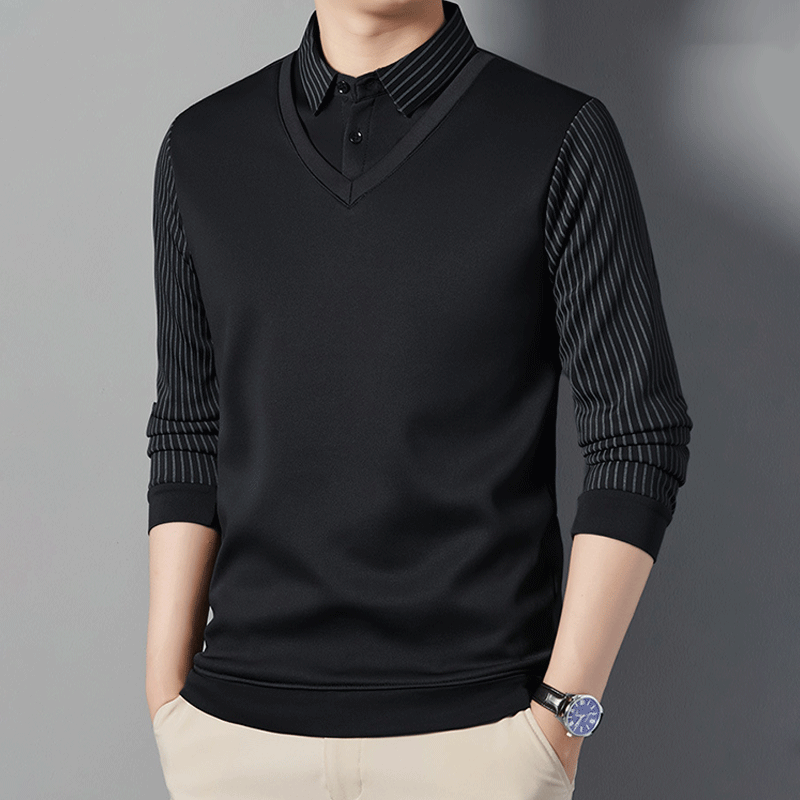Camisa Polo Manga Larga Forrada para Hombre Efecto Dos Piezas - vista 8