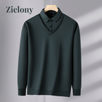 Camisa Polo Manga Larga Forrada para Hombre Efecto Dos Piezas en color verde