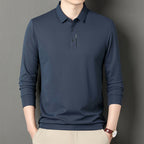 Camisa Polo Manga Larga Tipo Waffle para Hombre en color azul marino