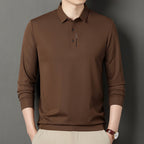 Camisa Polo Manga Larga Tipo Waffle para Hombre en color marrón