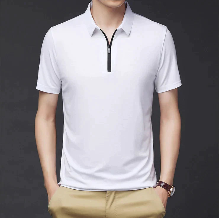 Camisa Polo de Seda Fría para Hombre con Cierre - vista 11