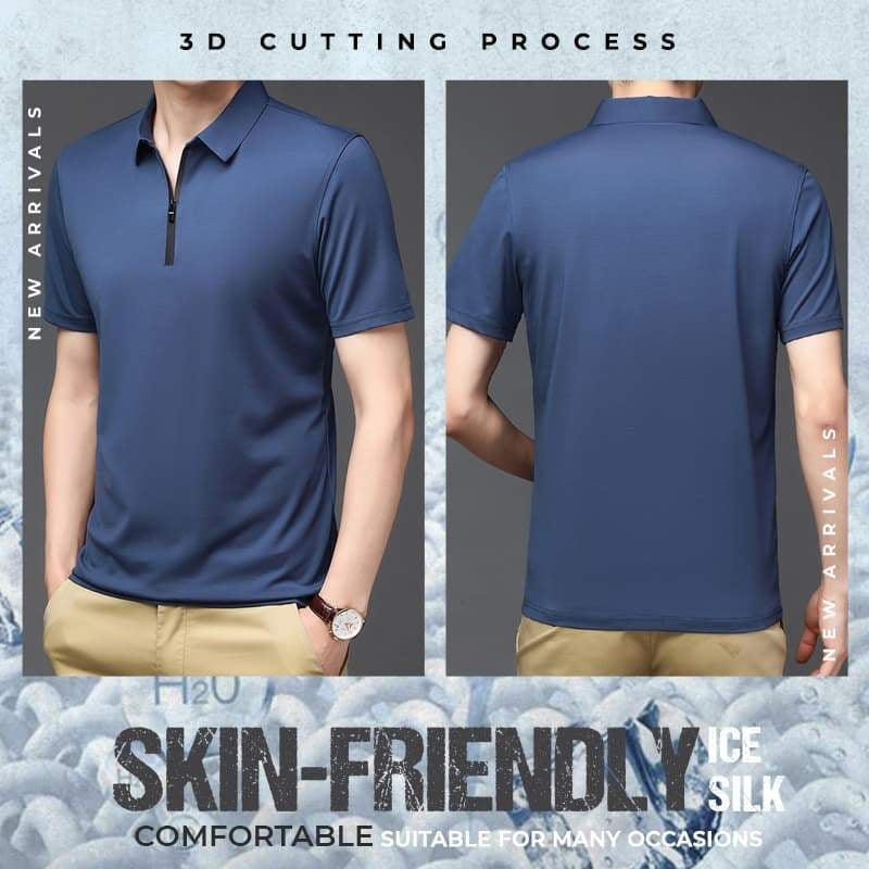 Camisa Polo de Seda Fría para Hombre con Cierre - vista 15