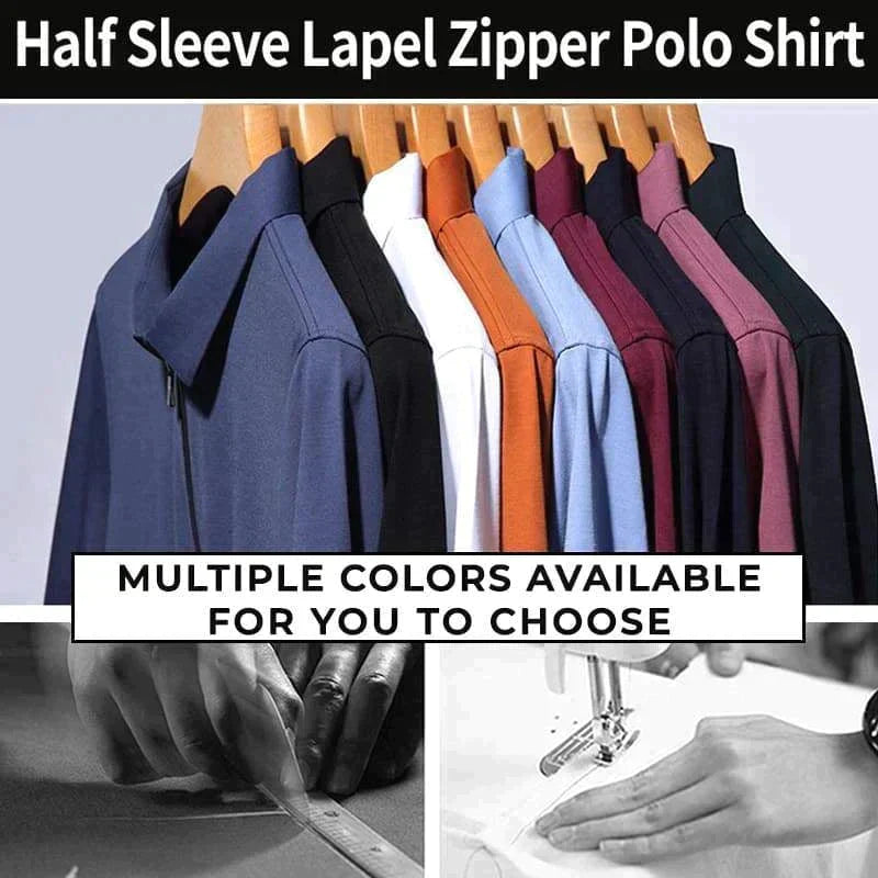 Camisa Polo de Seda Fría para Hombre con Cierre - vista 16