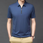 Camisa Polo de Seda Fría para Hombre con Cierre - vista 7