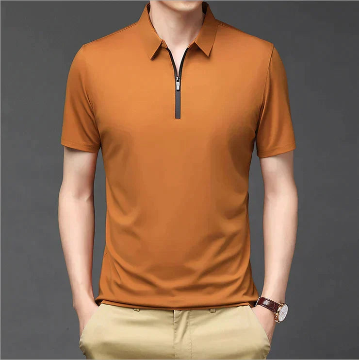 Camisa Polo de Seda Fría para Hombre con Cierre - vista 9