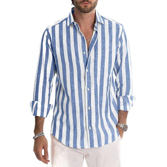 Camisa a Rayas Manga Larga para Hombre con Botones - vista 2
