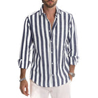 Camisa a Rayas Manga Larga para Hombre con Botones - vista 3