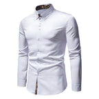 Camisa Manga Larga Slim Fit con Estampado Floral Interior en color blanco