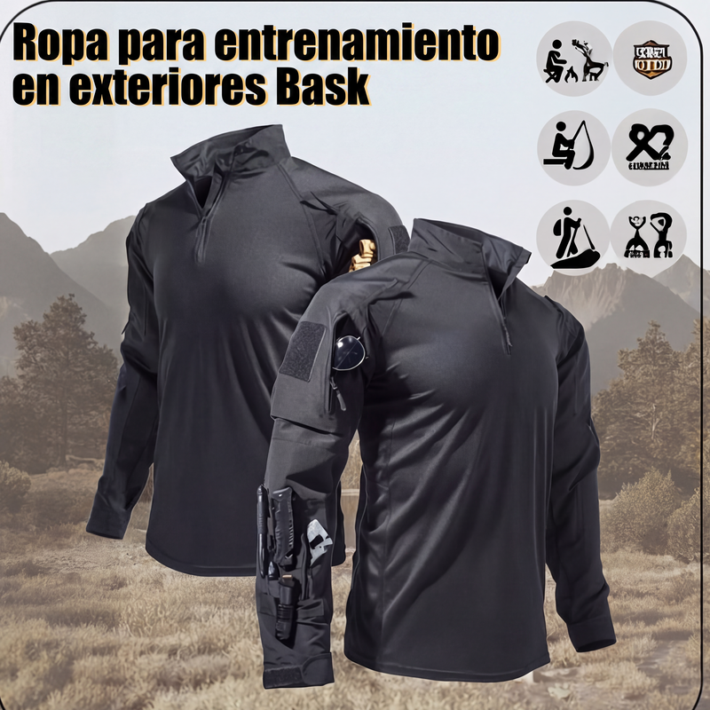 Camisa Táctica Manga Larga para Hombre con Media Cremallera