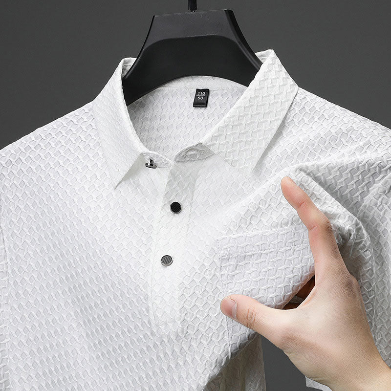 Camisa Texturizada Manga Corta para Hombre en color blanco