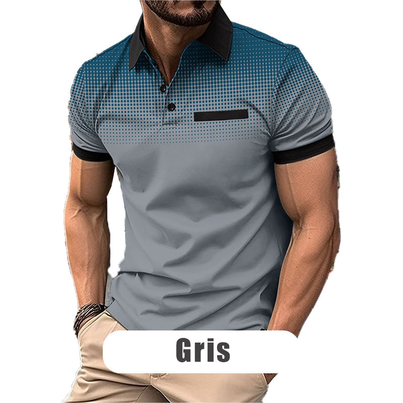 Camisa de Verano con Solapa para Hombre Manga Corta en color gris