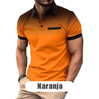 Camisa de Verano con Solapa para Hombre Manga Corta en color naranja